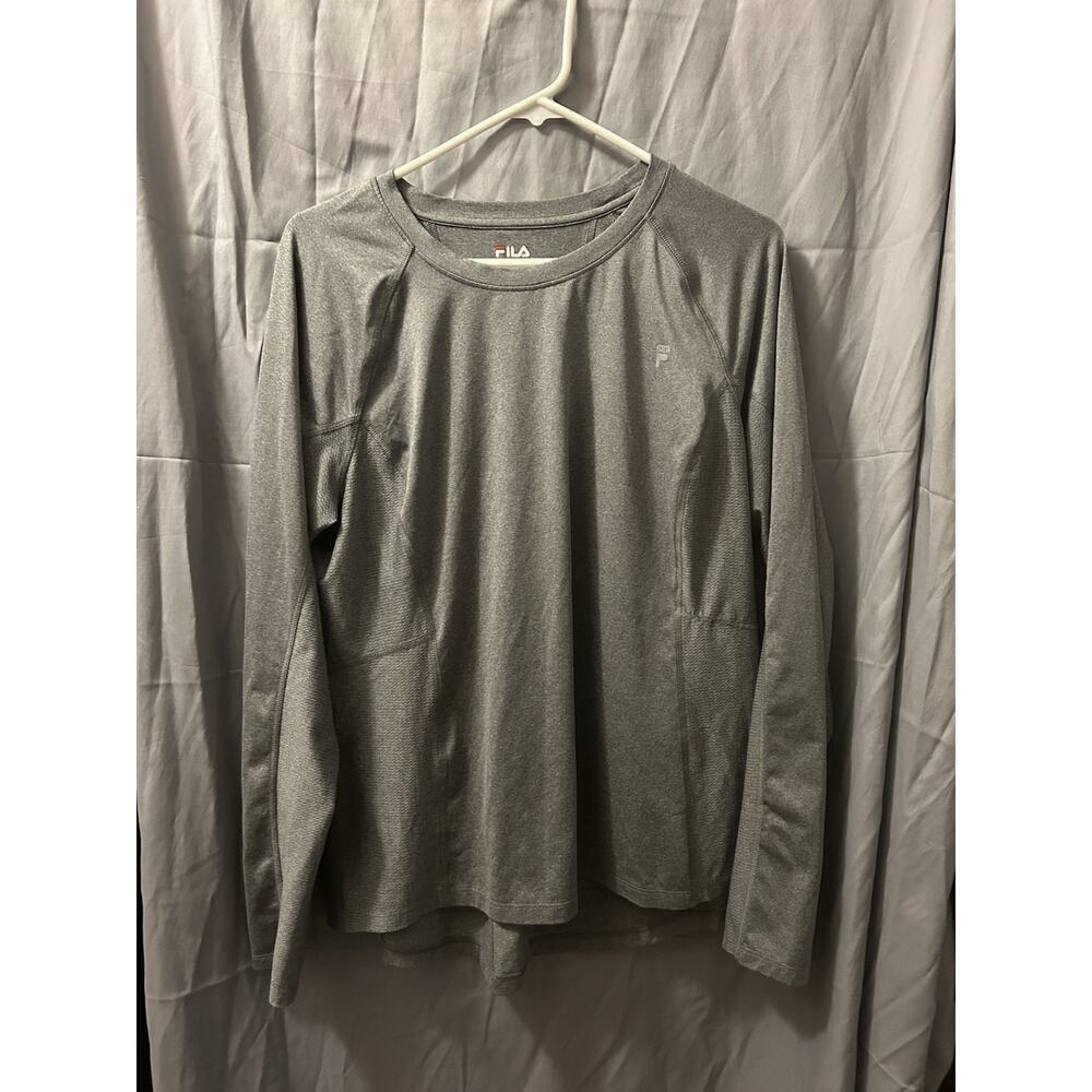 Fila Sport Gray Performance Long Sleeve Top Moisture Wicking Activewear